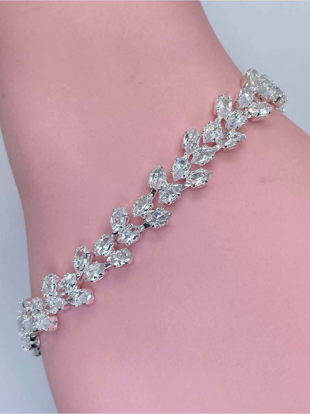 Swarovski Crystal Elements White Swarovski Crystal Art Deco Tennis Bracelet